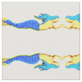 青い尾の人魚のパターン#2 ファブリック (クローズアップ)