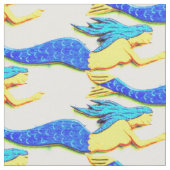 青い尾の人魚の柄 ファブリック (クローズアップ)