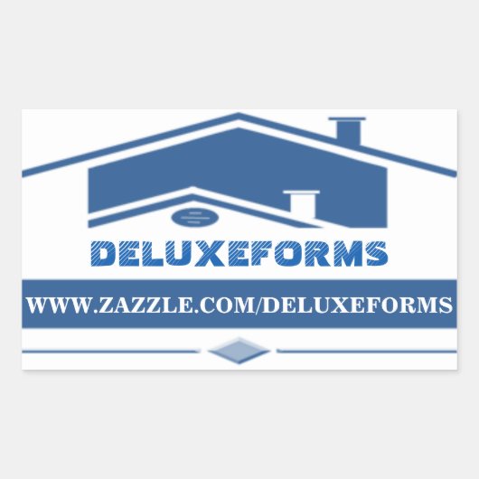 青い屋根 長方形シール (正面)