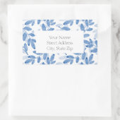 青い層水カラーの葉パターンラベル 長方形シール (バッグ)