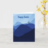 青い山々に佇むイースタークロス カード (黄色い花)