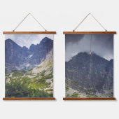青い山々の頂上と谷 吊り下げ型タペストリー (ダブル)