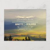 青い山と日没の地平線は日付を保存する 案内ポストカード (正面)