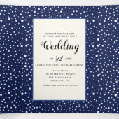 青い山と木の写真の冬の結婚式 三つ折り招待状 (内部中)