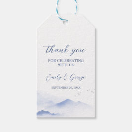 青い山と結婚鳥 ギフトタグ