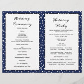 青い山と針葉樹の折り畳まれた結婚式のプログラム (裏面)