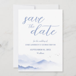 青い山と鳥の結婚式は日付を除く 招待状