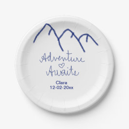 青い山の冒険が待っています 名前を記入してください ペーパープレート