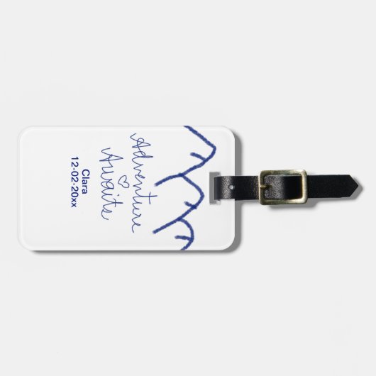 青い山の冒険が待っています 心に名前を付けて ラゲッジタグ (正面横)