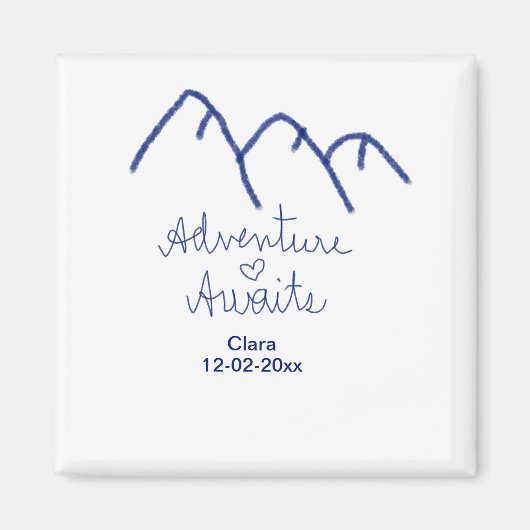 青い山の冒険が待っています 心に名前を付けましょう マグネット (正面)