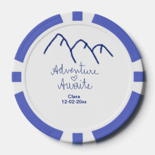 青い山の冒険が待っています 心に名前を記す ポーカーチップ