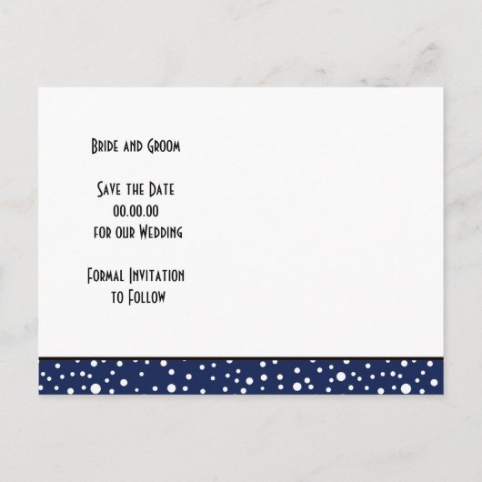 青い山の冬の結婚式の日付を保存 案内ポストカード (裏面)