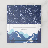 青い山の冬の結婚式を折り畳んだ護衛 プレイスカード (外部開封)