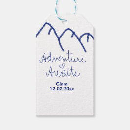 青い山の心で冒険が待っている 名前を追加 ギフトタグ