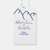 青い山の心で冒険が待っている 名前を追加 ギフトタグ (裏面)