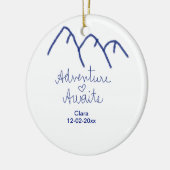 青い山の心で冒険が待っている 名前を追加 セラミックオーナメント (左)