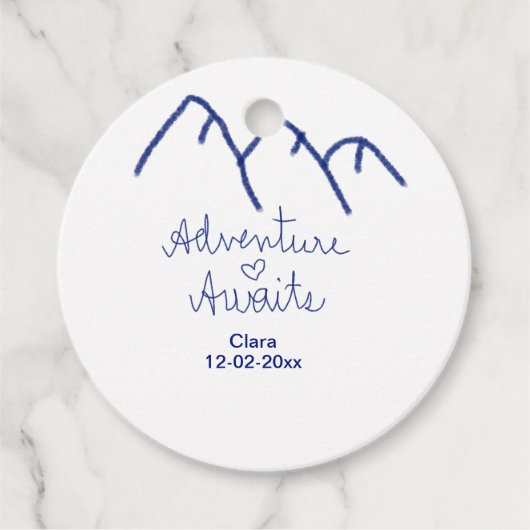 青い山の心で冒険が待っている 名前を追加 フェイバータグ (正面)