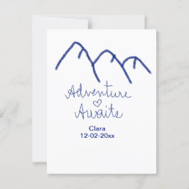 青い山の心で冒険が待っている 名前を追加 ポストカード