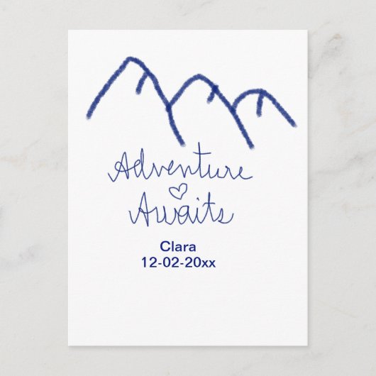 青い山の心で冒険が待っている 名前を追加 ポストカード (正面)