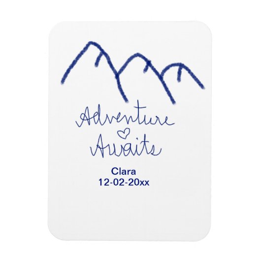 青い山の心で冒険が待っている - 名前を追加 マグネット (縦)