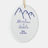 青い山の心に冒険が待っている 名前を記入 セラミックオーナメント (右)