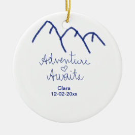 青い山の心に冒険が待っている 名前を記入 セラミックオーナメント