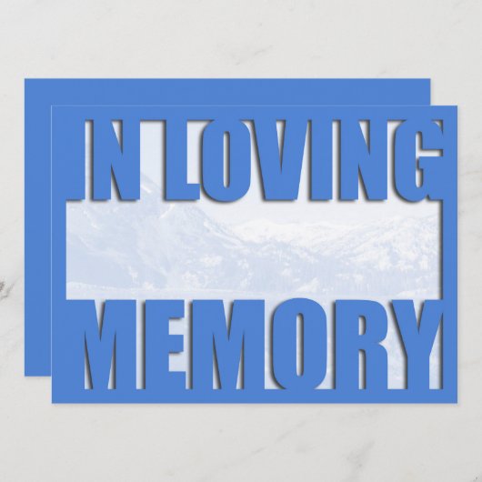 青い山の愛情のある記憶葬式の発表 招待状 (正面/裏面)