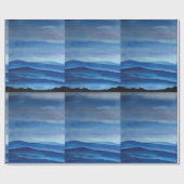 青い山の景色の無光沢の包装紙 ラッピングペーパー (フラット)