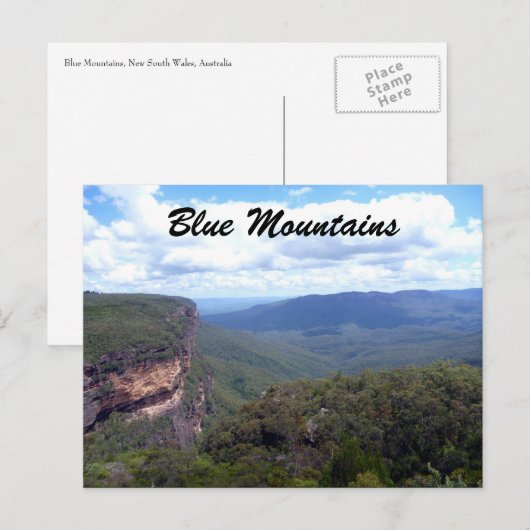 青い山の景色 ポストカード (正面/裏面)