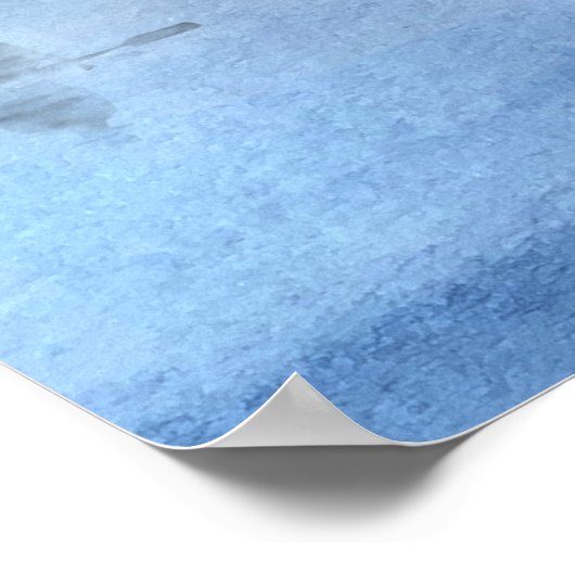 青い山の水色風光明媚な風景 ポスター (角)