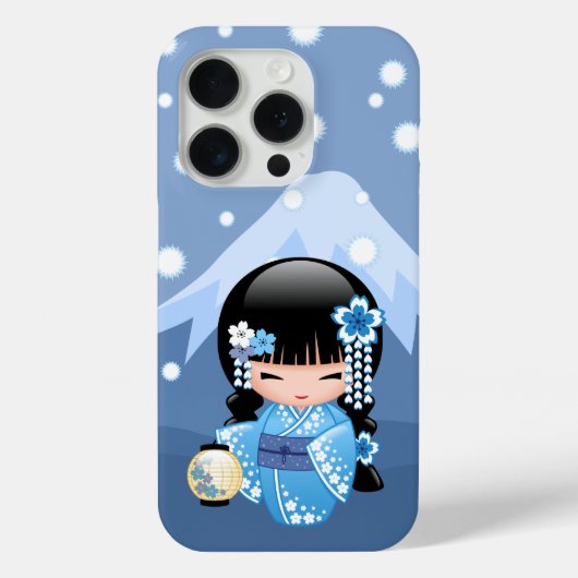 青い山の芸者さん　冬のこけし人形 Case-Mate iPhoneケース (裏面)