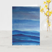 青い山の風景グリーティングカード カード (黄色い花)