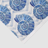 青い山形の背景の青い貝殻 薄葉紙 (詳細)