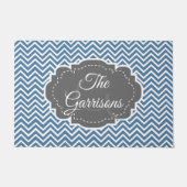 青い山形パーソナライズされた式 ドアマット (正面)