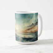 青い嵐の海景色の古い写真 コーヒーマグカップ (正面右)