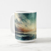 青い嵐の海景色の古い写真 コーヒーマグカップ (正面左)