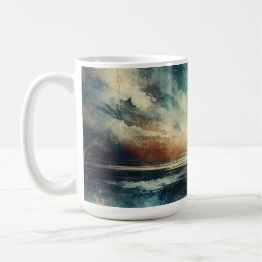 青い嵐の海景色の古い写真 コーヒーマグカップ (左)