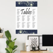 青い工具付きレザーとクリームレースのシーティングチャート ポスター (ホームオフィス)