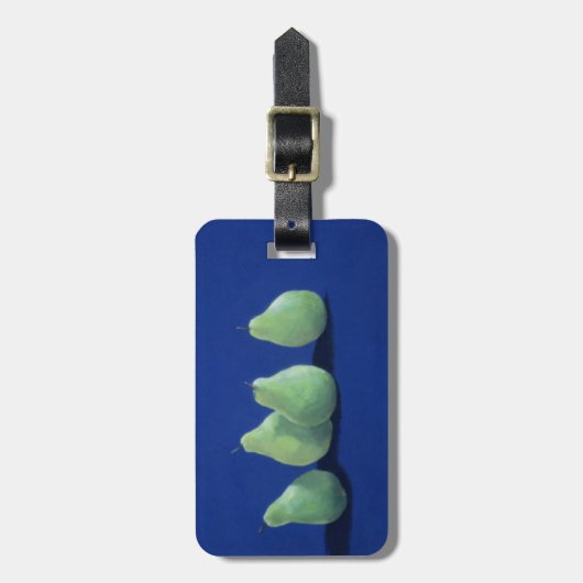 青い布の梨 ラゲッジタグ (正面縦)