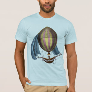 青い帆が付いている飛行船 Tシャツ
