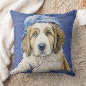 青い帽子で愛らしい聖ベルナルドパピー クッション (ブランケット)