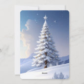 青い帽子の雪だるまのクリスマスツリーホリデーカード シーズンカード (裏面)