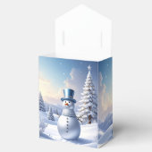 青い帽子の雪だるまのクリスマスツリーホリデーファボックス フェイバーボックス (オープン)
