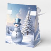 青い帽子の雪だるまのクリスマスツリーホリデーファボックス フェイバーボックス (裏面サイド)
