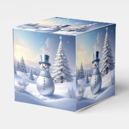青い帽子の雪だるまのクリスマスツリーホリデーファボーボックス フェイバーボックス