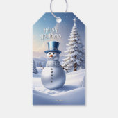 青い帽子の雪だるま クリスマスツリー ホリデー ギフトタグ (裏面)