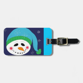 青い帽子の雪だるま ラゲッジタグ