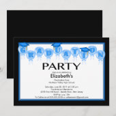 青い帽子の風船 卒業パーティー招待状 招待状 (正面/裏面)