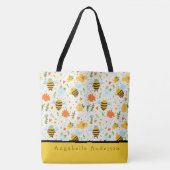 青い帽子をかぶったカワイバチの個人用トートバッグ トートバッグ (正面)