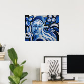 青い帽子をかぶった少女 ポスター (ホームオフィス)